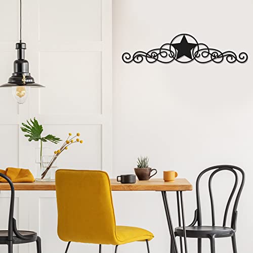 LEIFIDE Metal Star Wall Decor Black Scroll Star Rustic Country Decorations for Home Western Decorative Wall Art for Outdoor, 15.75 x 3.54 Inches - Image 5