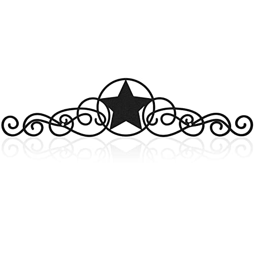 LEIFIDE Metal Star Wall Decor Black Scroll Star Rustic Country Decorations for Home Western Decorative Wall Art for Outdoor, 15.75 x 3.54 Inches - Image 1