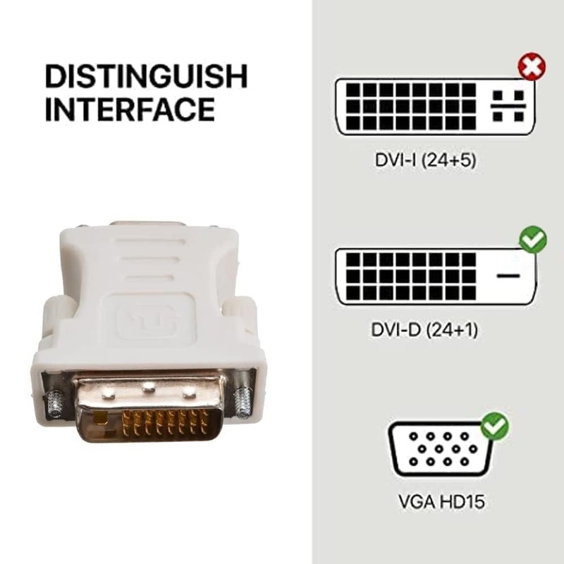 Tobo VGA Adapter DVI-I 24+1 Male to VGA 15 Pin Female Adapter Supports 1080P Full HD for Computer, PC Host, Laptop, Graphics Card to HDTV, LG HP Dell Monitor and Projector TD-523H - Image 4