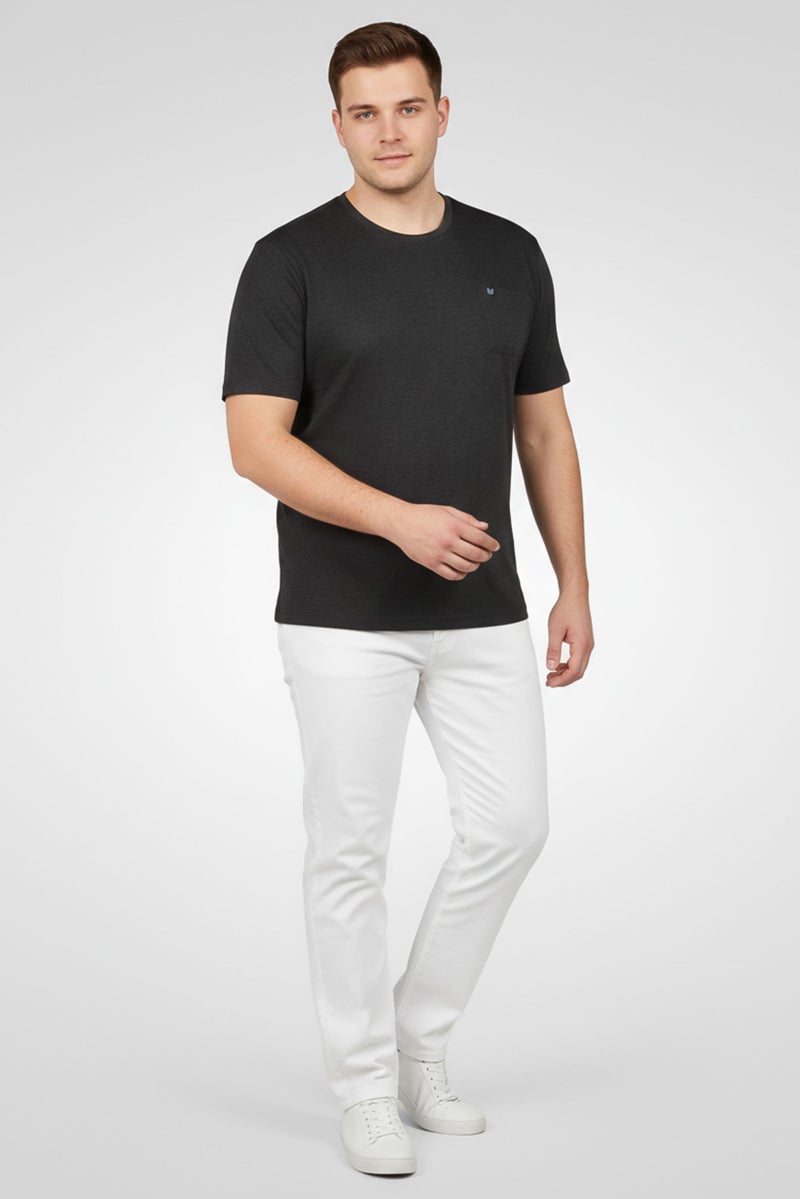 Chaps Men Crew Neck Short Sleeve Heather T-Shirt, Charcoal - Image 1