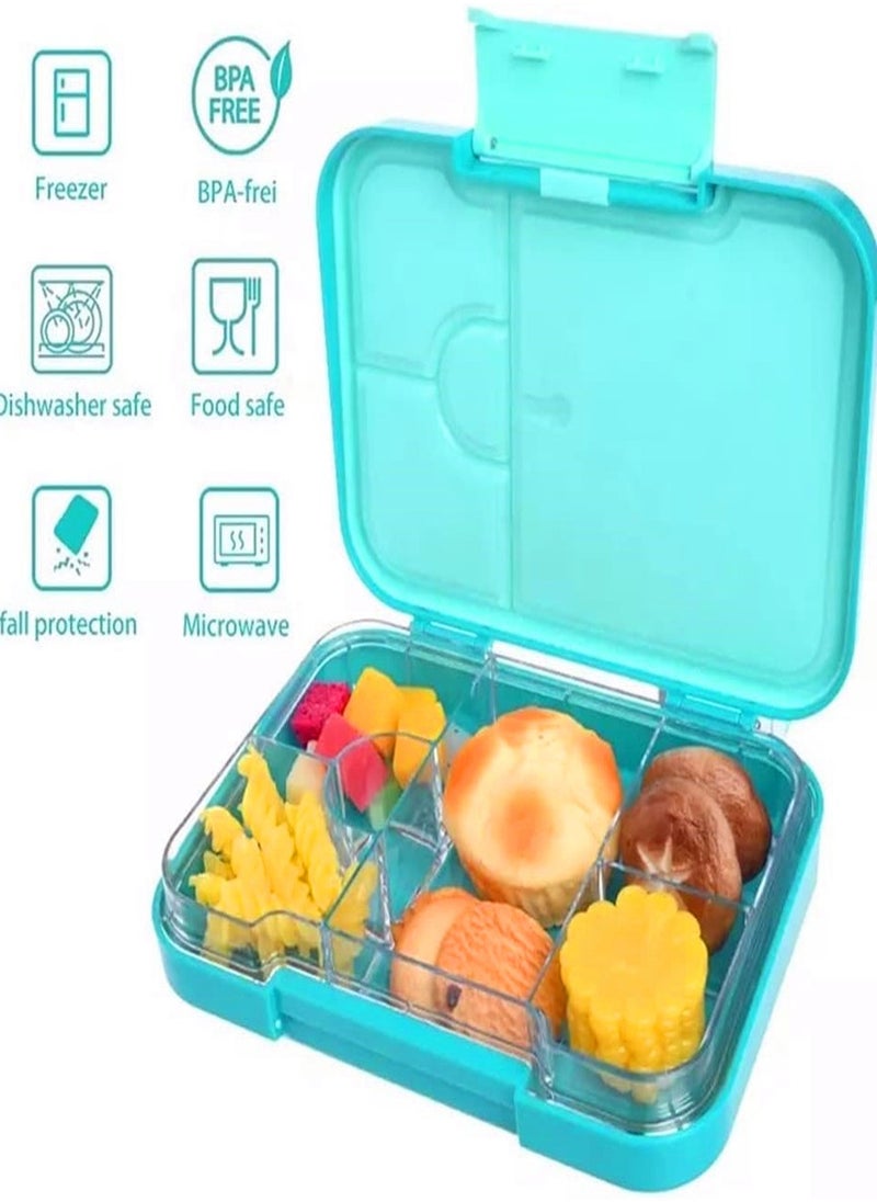 Bento Box 4/6 Compartments Ideal Portion Size Leak-Proof Toddler-Friendly Bento Lunch Box BPA-Free Suitable for Aged 3-7 Kids  PINK Sky Blue