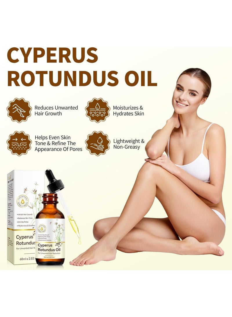 ATRJSZ 60ml Cyperus Rotundus Oil for Hair Removal，Inhibits Excessive Hair Growth, Reduces Excess Hair On the Body, Moisturizes and Soothes the Skin, Shrinks Pores, Suitable for All Skin Types - Image 2