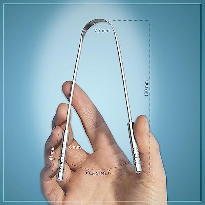 MasterMedi Tongue Cleaner Tongue Scraper Surgical Grade Stainless Steel Tongue Brush Dental Kit Professional Eliminate Bad Breath With Non-synthetic Grip (Family Pack (4 pcs) - Image 2
