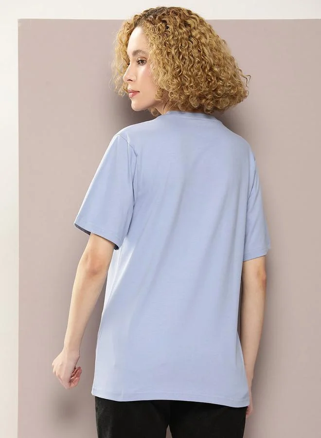 ديلينجر Oversized Sandy Graphic Print Combed Cotton T-Shirt by Styli