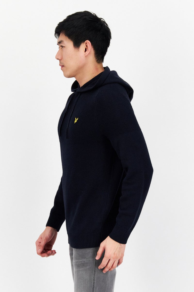 Lyle & Scott Men Long Sleeve Embroidered Logo Hoodie, Navy Blue - Image 2