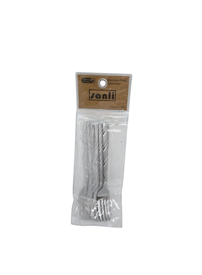 شوك عشاء زخرفية بمقابض مخططة، طقم من 6 قطع صغيرة الحجم. - Image 4