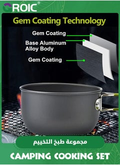 GROIC 12 In 1 Camping Cooking Set Cookware Mess Kit with Storage Bag Pot Pan and Teapot Set Camping Accessories for Outdoor Camping Hiking Picnic Portable and Lightweight Aluminum Alloy  - Image 4