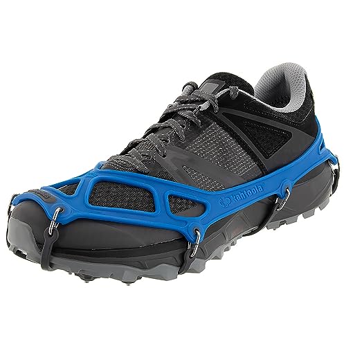 Kahtoola EXOspikes Footwear Traction for Winter Hiking Running in Snow Ice Rocky Terrain Blue Large