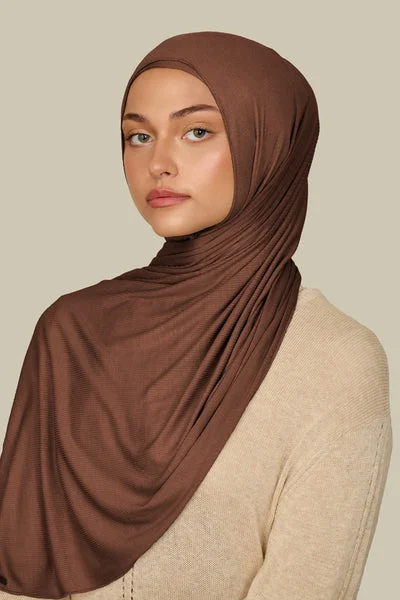 silqrose chestnut ribbed bamboo jersey hijab (regular)