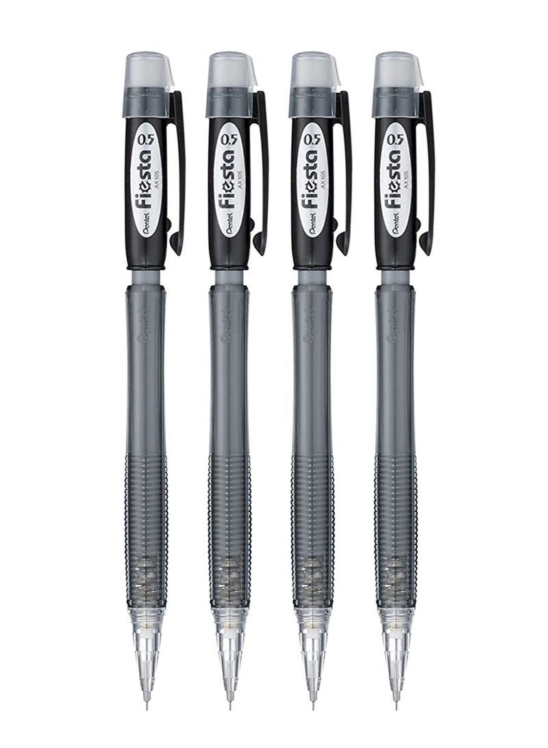 Pentel 4-Piece Fiesta Mechanical Pencil 0.5mm Tip Black Body - Image 1