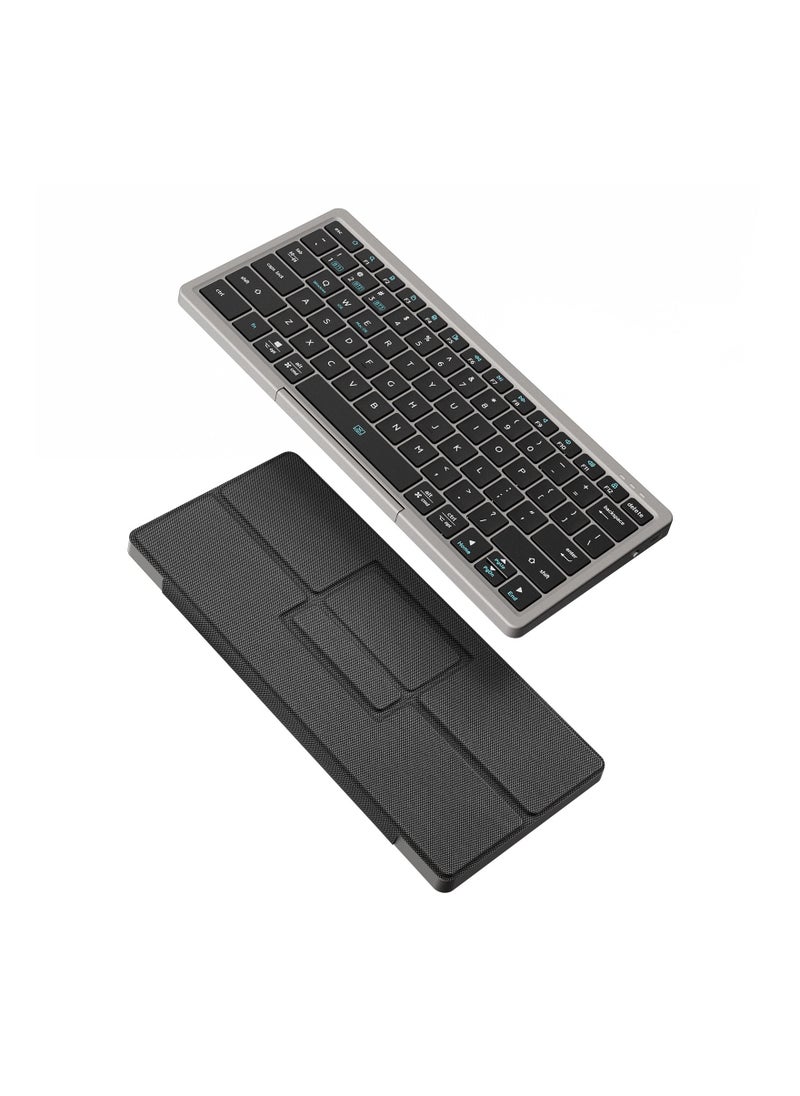 ISank - Multi-device Wireless Keyboard with Touch-Board&Kickstand Case 2-in-1 Wireless Keyboard Cover for iPad/iOS/Tab/Desktop - Image 1