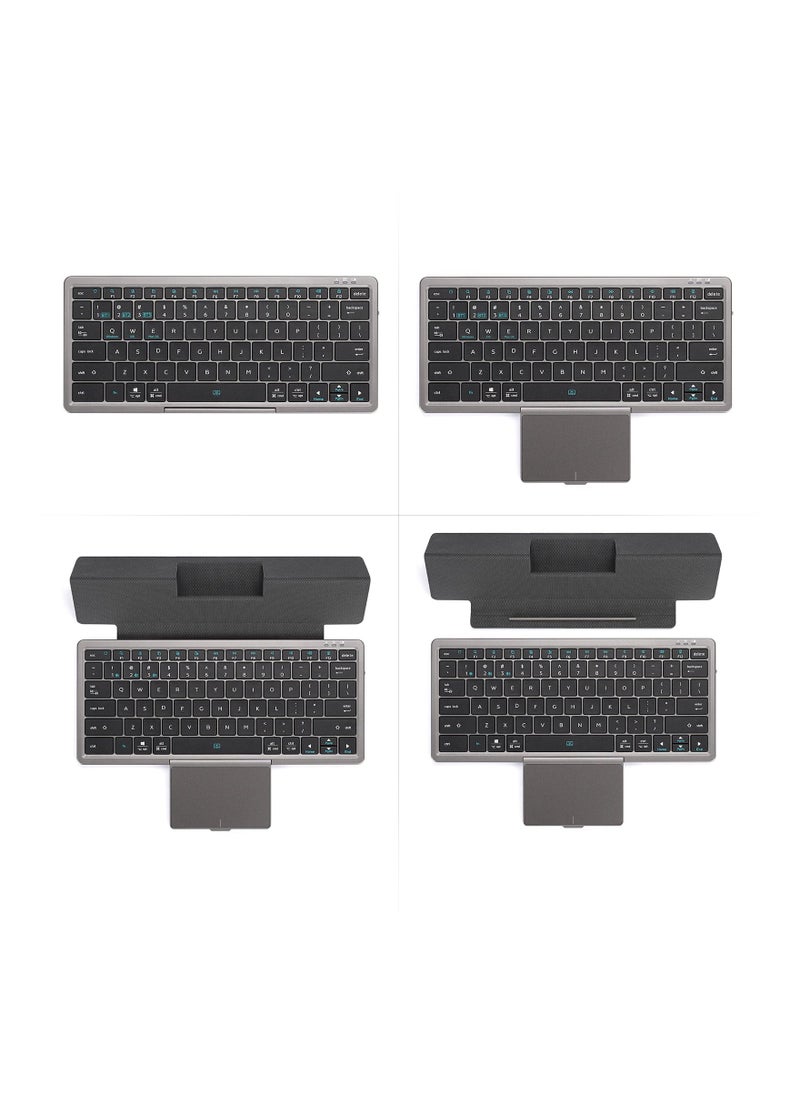 ISank - Multi-device Wireless Keyboard with Touch-Board&Kickstand Case 2-in-1 Wireless Keyboard Cover for iPad/iOS/Tab/Desktop - Image 1