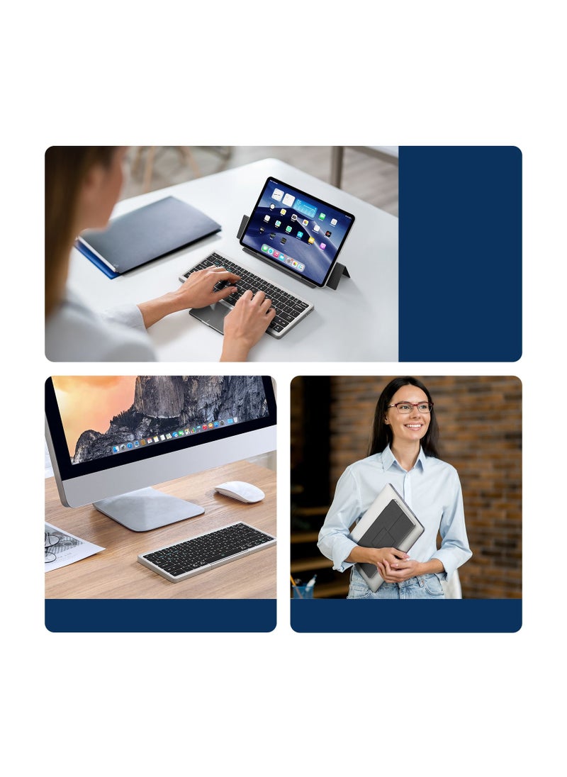 ISank - Multi-device Wireless Keyboard with Touch-Board&Kickstand Case 2-in-1 Wireless Keyboard Cover for iPad/iOS/Tab/Desktop - Image 1