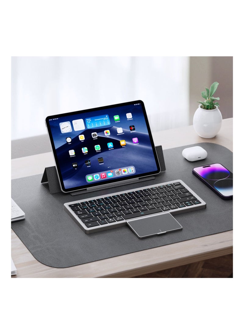 ISank - Multi-device Wireless Keyboard with Touch-Board&Kickstand Case 2-in-1 Wireless Keyboard Cover for iPad/iOS/Tab/Desktop - Image 1
