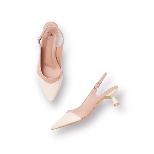 Marc Loire Women Solid Pointed Toe Pump Shoes with Stilettoes Heels for Parties and Formal Occasions (Nude, UK Footwear Size System, Adult, Women, Numeric, Medium, 3) - Image 1