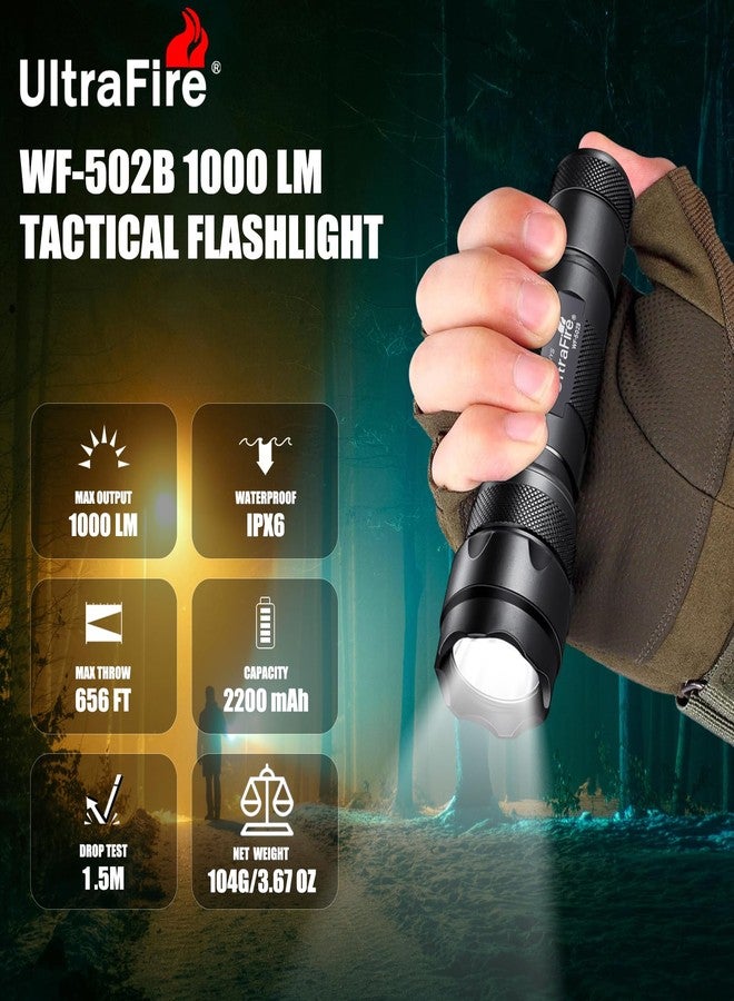 ULTRAFIRE Tactical Flashlight WF-502B 1000 Lumens - Single Mode Mini LED Flashlight,Bright Military-Grade Police Flashlight for Security, Camping and Emergency - Image 2