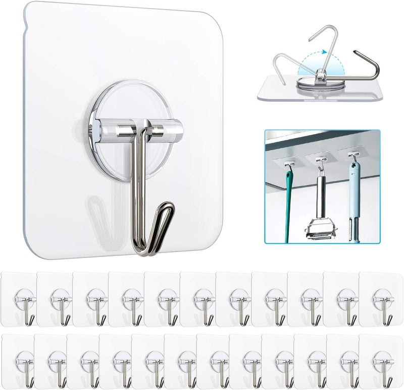 Parshya Transparent Hooks for Wall Self Adhesive Hooks Heavy Duty 10kg Hooks for Wall Without Drilling Wall Hook for Bathroom Clothes Photo Frame Rack Kitchen for Hanging Strong - Image 1