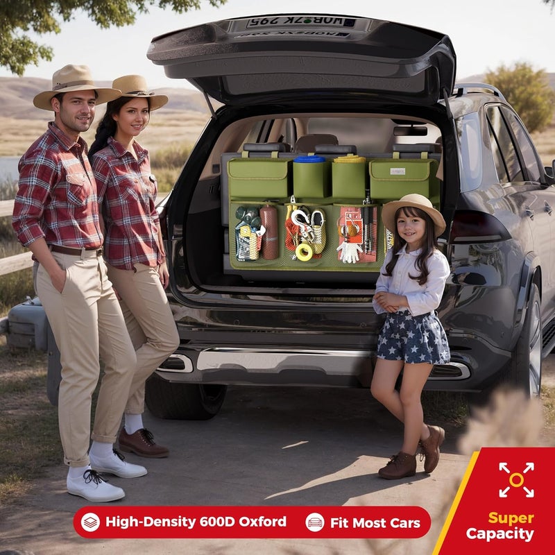 SURDOCA Car Trunk Organizer - 3rd Gen Super Capacity SUV with Elastic Net and Lids - Image 2
