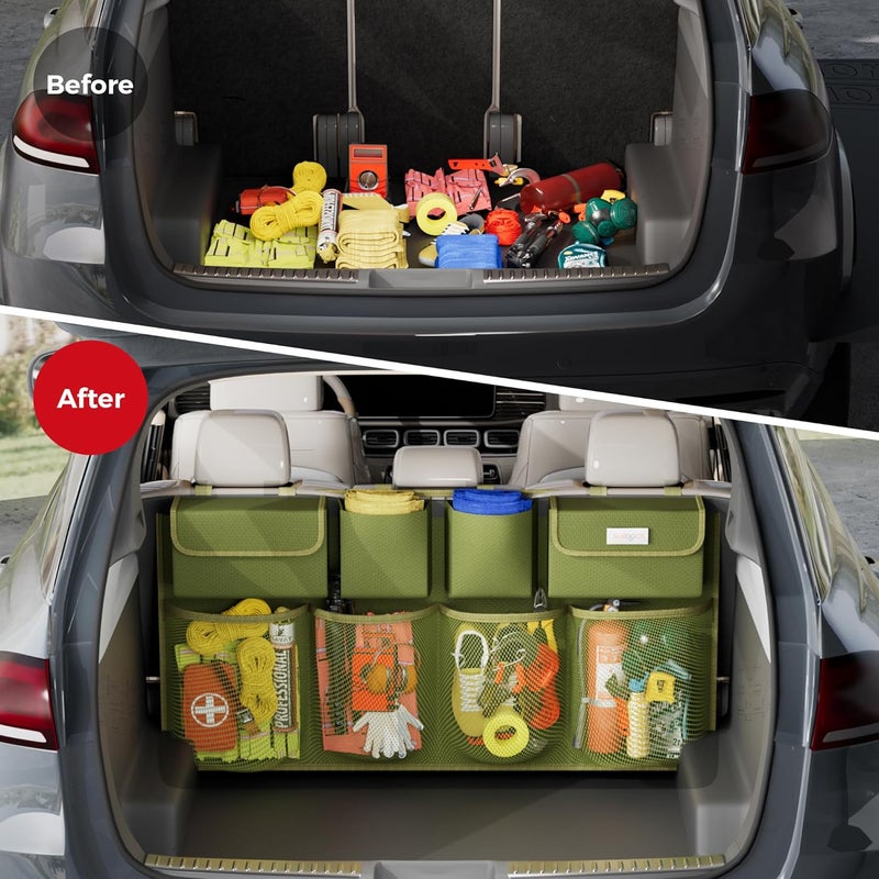 SURDOCA Car Trunk Organizer - 3rd Gen Super Capacity SUV with Elastic Net and Lids - Image 5