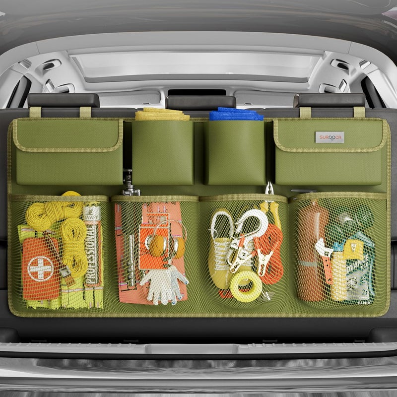 SURDOCA Car Trunk Organizer - 3rd Gen Super Capacity SUV with Elastic Net and Lids - Image 1