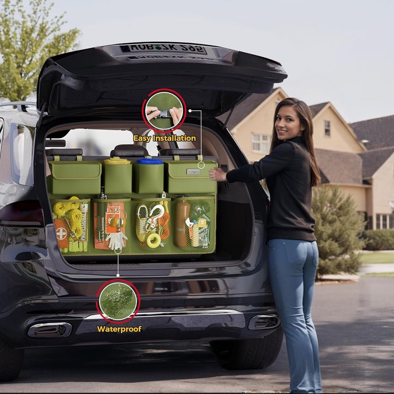 SURDOCA Car Trunk Organizer - 3rd Gen Super Capacity SUV with Elastic Net and Lids - Image 4
