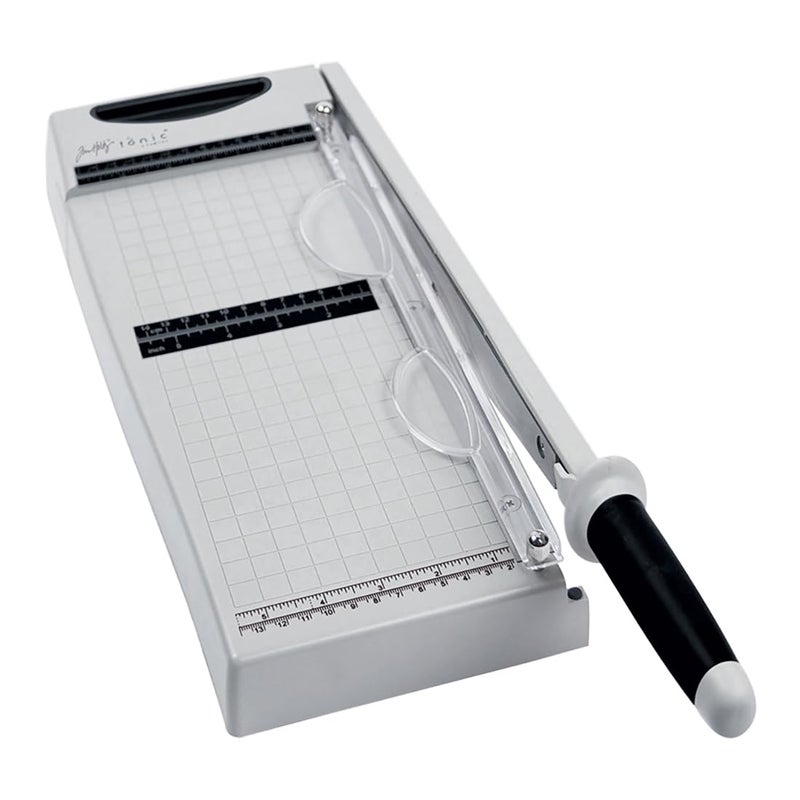 TONIC STUDIOS Tim Holtz Paper Cutter Tool - Maxi Guillotine Paper Trimmer for Scrapbooking, Vinyl, and Craft Paper - 12.25 Inch Cutting Length with Extendable Ruler and Grid Lines - Image 1