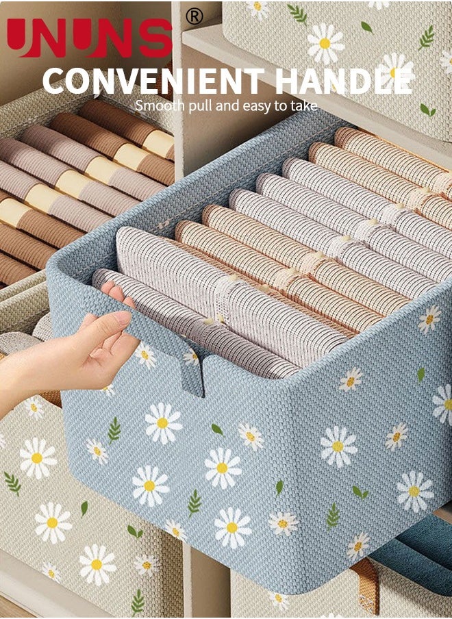 UNUNS 3 PCS Storage Bins for Shelves,Storage Baskets for Closet,Large Organizers and Storage Bins for Bedroom,Collapsible Baskets and Bins with Handles,Beige,47×28×20cm  - Image 3