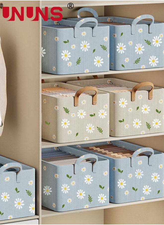 UNUNS 3 PCS Storage Bins for Shelves,Storage Baskets for Closet,Large Organizers and Storage Bins for Bedroom,Collapsible Baskets and Bins with Handles,Beige,47×28×20cm  - Image 5
