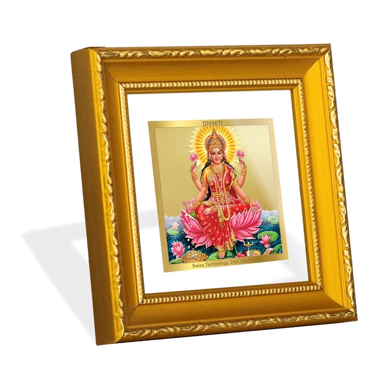 Diviniti Lakshmi Gold Plated Wall Photo Frame Table Dcor DG Frame 101 Size 1A and 24K Gold Plated Foil Religious Photo Frame Idol For Pooja Gifts Items 10 CM X 10 CM - Image 5