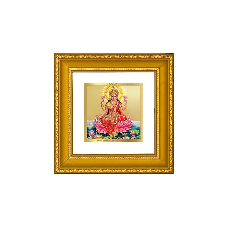 Diviniti Lakshmi Gold Plated Wall Photo Frame Table Dcor DG Frame 101 Size 1A and 24K Gold Plated Foil Religious Photo Frame Idol For Pooja Gifts Items 10 CM X 10 CM - Image 2