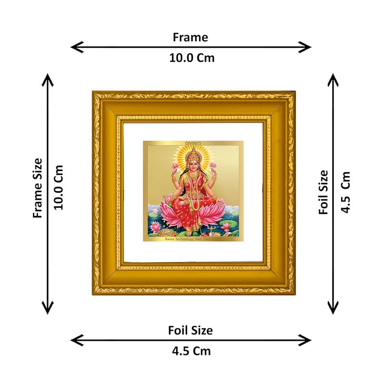 Diviniti Lakshmi Gold Plated Wall Photo Frame Table Dcor DG Frame 101 Size 1A and 24K Gold Plated Foil Religious Photo Frame Idol For Pooja Gifts Items 10 CM X 10 CM - Image 4