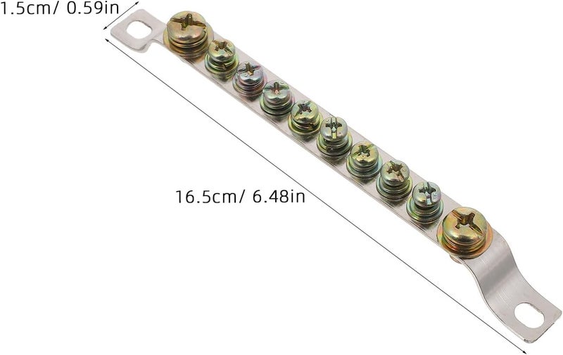 HOMSFOU 4pcs Pure Copper Grounding Bar Terminal Blocks, 10-position Neutral Bar Wiring Terminal Strip for Electrical Panels, Single Row Ground Distribution Connector Blocks for Wiring - Image 2