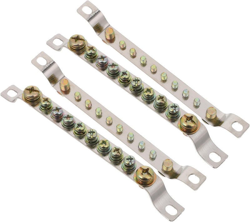 HOMSFOU 4pcs Pure Copper Grounding Bar Terminal Blocks, 10-position Neutral Bar Wiring Terminal Strip for Electrical Panels, Single Row Ground Distribution Connector Blocks for Wiring - Image 1