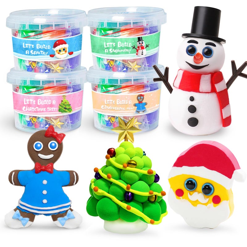 ORIENTAL CHERRY Christmas Stocking Stuffers for Kids Christmas Crafts Build a Snowman Gingerbread Man Santa Christmas Tree 4 Piece DIY Air Dry Clay Kit Xmas Gifts for Girls Boys Ages 35 48 812 - Image 2
