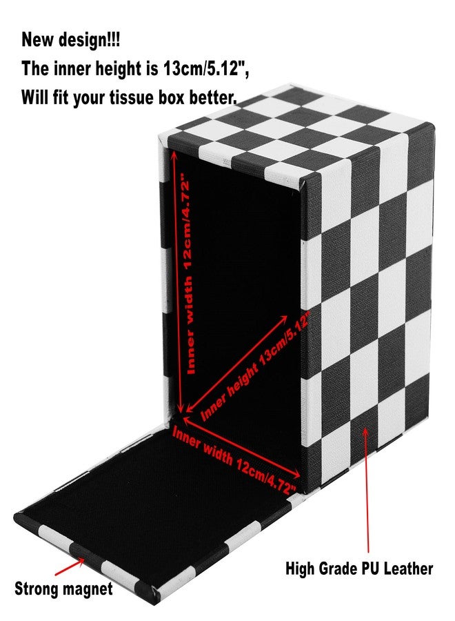 S Forever Cube Tissue Box Holders PU Leather Square Roll Tissue Box Cover (Black and White Checkerboard,5.32" L x 5.32" W x 5.51" H) - Image 5