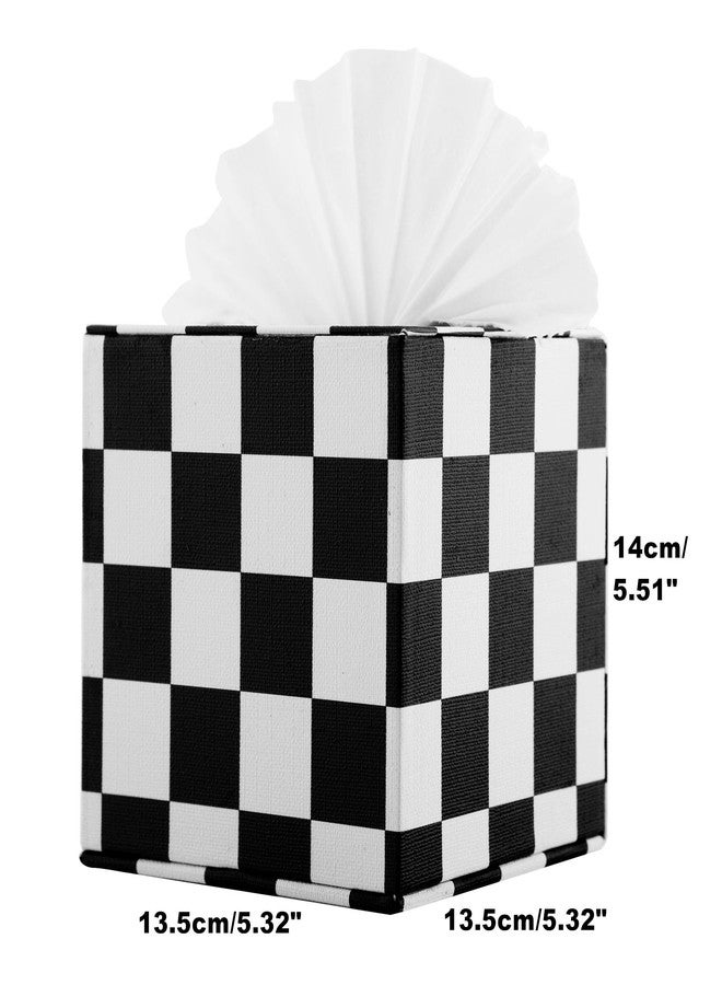 S Forever Cube Tissue Box Holders PU Leather Square Roll Tissue Box Cover (Black and White Checkerboard,5.32" L x 5.32" W x 5.51" H) - Image 4