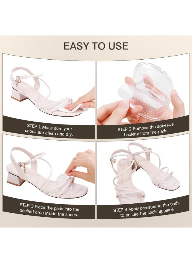 Meetion Metatarsal Pads Women, Gel Ball of Foot Cushions for Pain Relief in Shoes, Non-Slip Heel Inserts, One Size Fits All (2 Pairs, Clear)  - Image 5