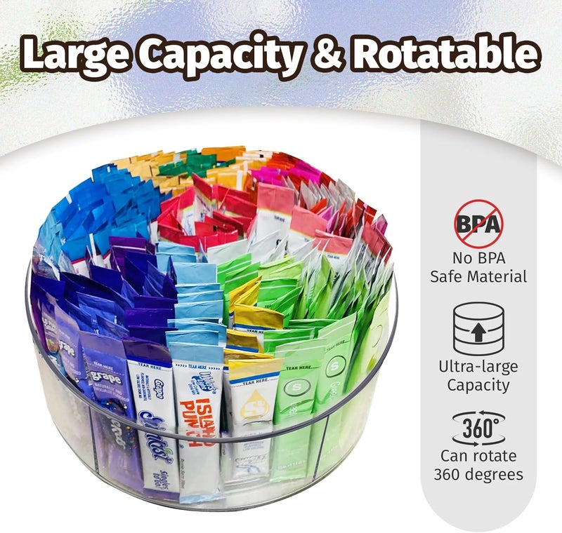 HALAGAS Drink Packet Organizer for Powdered Drink Mix,Powder Packet,Water Packet,Water Flavor Packet,Hydration Packets,Lazy Susan Organizer for Drink Mix Rotating Holder for Drink Mix Necessities - Image 3
