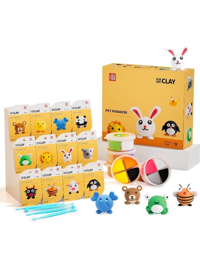 PLAYZO Air Dry Clay Kit for Kids – Ultra Light & Soft Modelling Clay Set, Non-Toxic Craft Clay with 12 Colours, DIY Art & Craft Toys Gift for Boys & Girls - Image 1