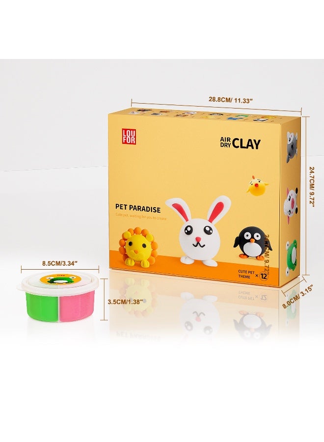 PLAYZO Air Dry Clay Kit for Kids – Ultra Light & Soft Modelling Clay Set, Non-Toxic Craft Clay with 12 Colours, DIY Art & Craft Toys Gift for Boys & Girls - Image 2