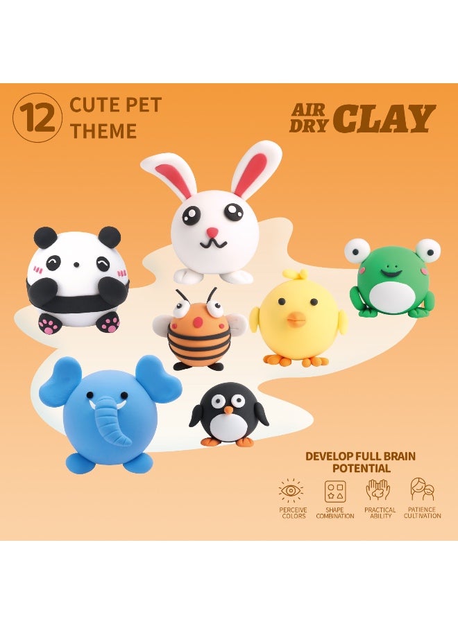 PLAYZO Air Dry Clay Kit for Kids – Ultra Light & Soft Modelling Clay Set, Non-Toxic Craft Clay with 12 Colours, DIY Art & Craft Toys Gift for Boys & Girls - Image 3
