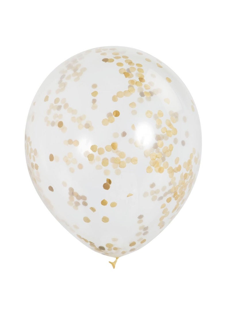 Unique Confetti Balloons Gold Transparent Latex 30 cm 6-Pack