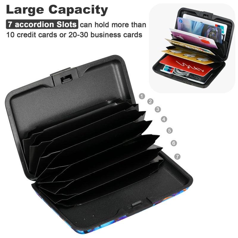 ELFISH RFID Blocking Credit Card Protector Aluminum ID Case Hard Shell Business Card Holders Metal Wallet for Men or Women (Blue Butterfly) - Image 5