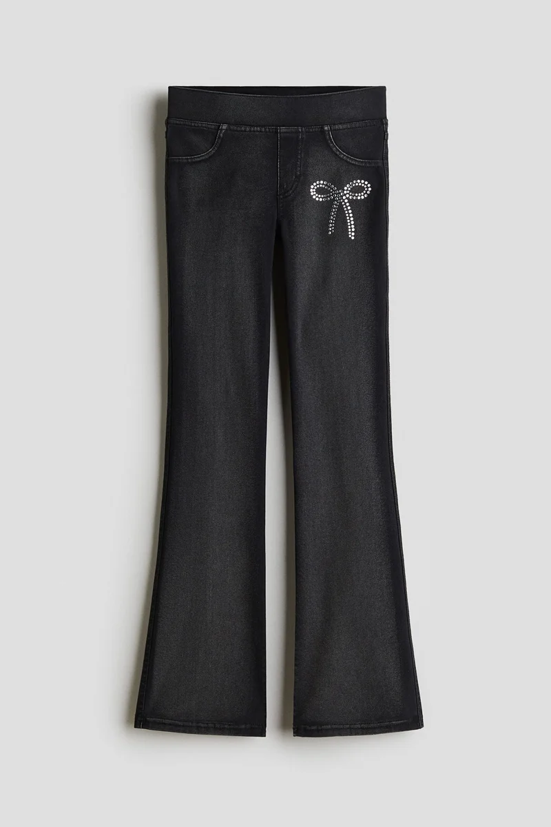 H&M Rhinestone-embellished flared jeggings