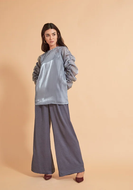 ذوق Sheer Overlay Top And Trousers Set