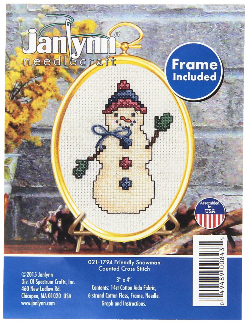 Janlynn 21-1794 14 Count Friendly Snowman Mini Counted Cross Stitch Kit, 3" by 4" - Image 5