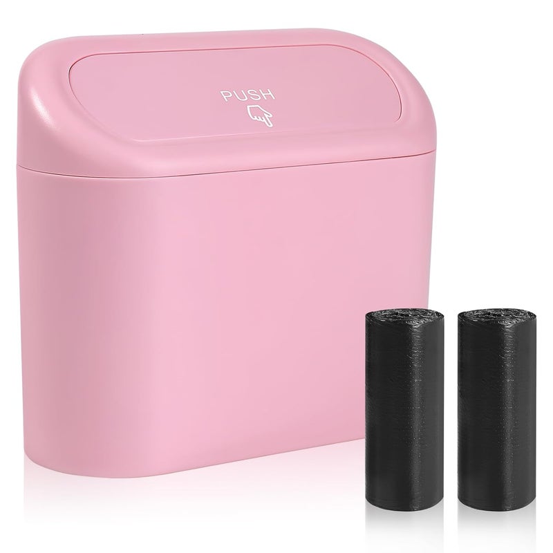 Wontolf Mini Car Trash Can with Lid and Garbage Bags