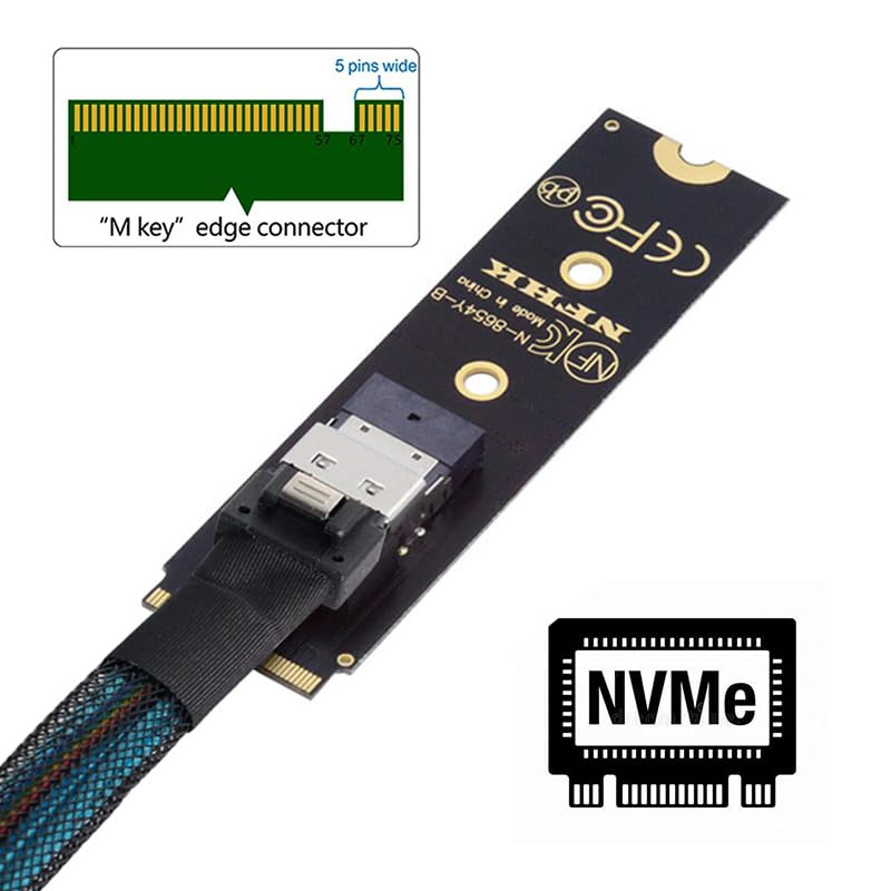 NFHK NGFF M-Key NVME Male to Female Extension Cable 40cm with SFF-8654 Connector for Mainboard SSD 2280/22110 - Image 2