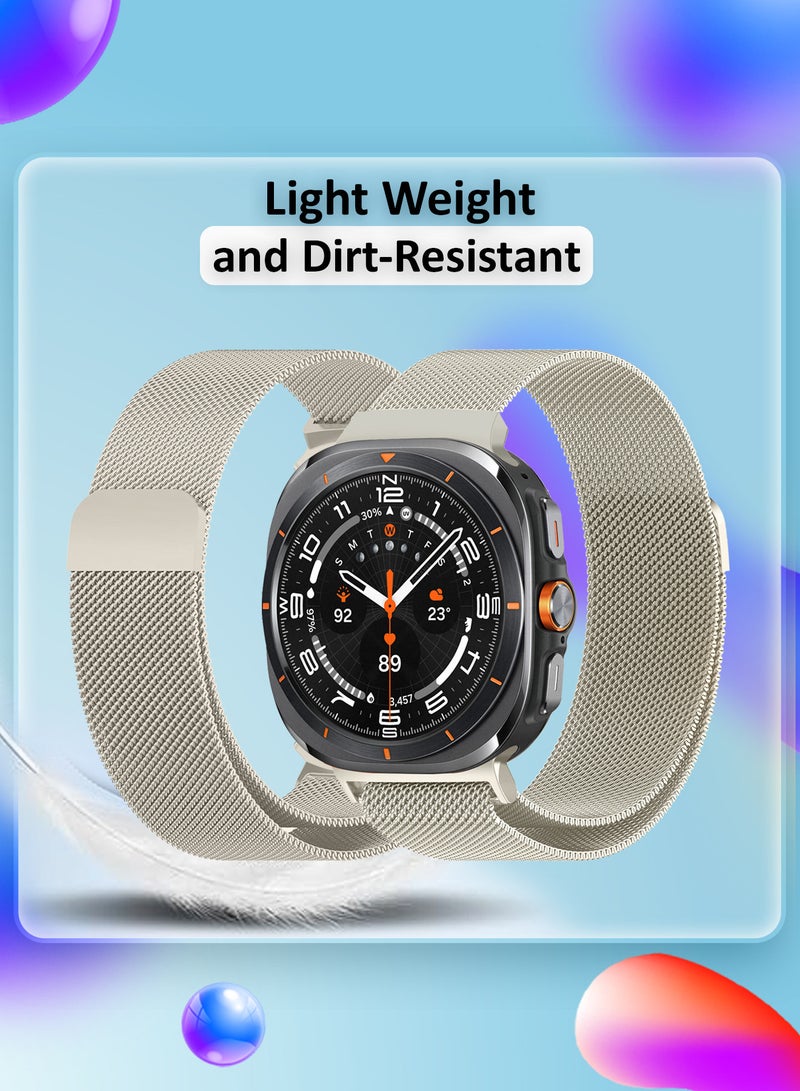 CATANES (لساعة سامسونج جالكسي ووتش 7 ألترا) حزام ميلانيزي، حزام شبكي معدني قابل للتعديل، مشبك مغناطيسي، أشرطة شبكية من الفولاذ المقاوم للصدأ، موصل معدني بلون ذهبيChampagne - Image 5