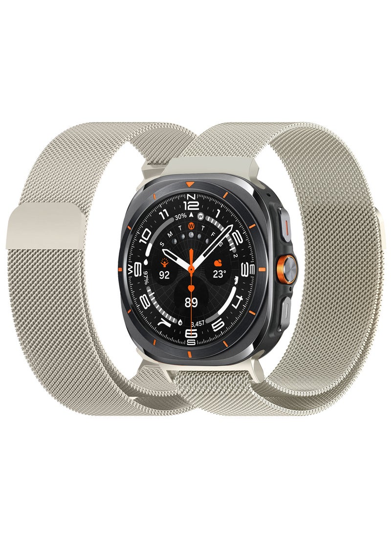 CATANES (لساعة سامسونج جالكسي ووتش 7 ألترا) حزام ميلانيزي، حزام شبكي معدني قابل للتعديل، مشبك مغناطيسي، أشرطة شبكية من الفولاذ المقاوم للصدأ، موصل معدني بلون ذهبيChampagne - Image 2